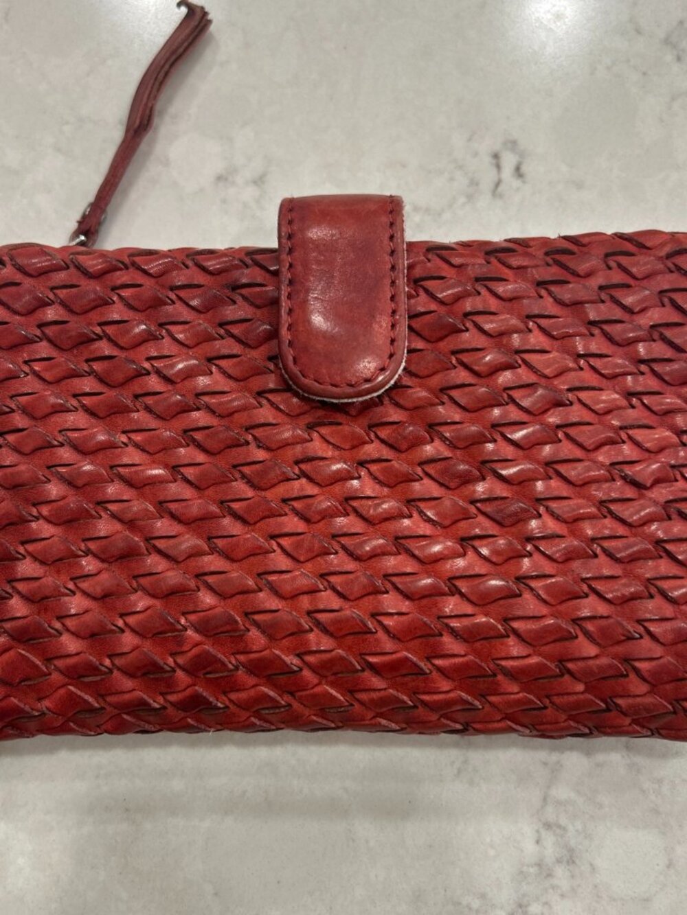 VILENCA Holland Anthropologie Bi-Fold Weaved Leather Red